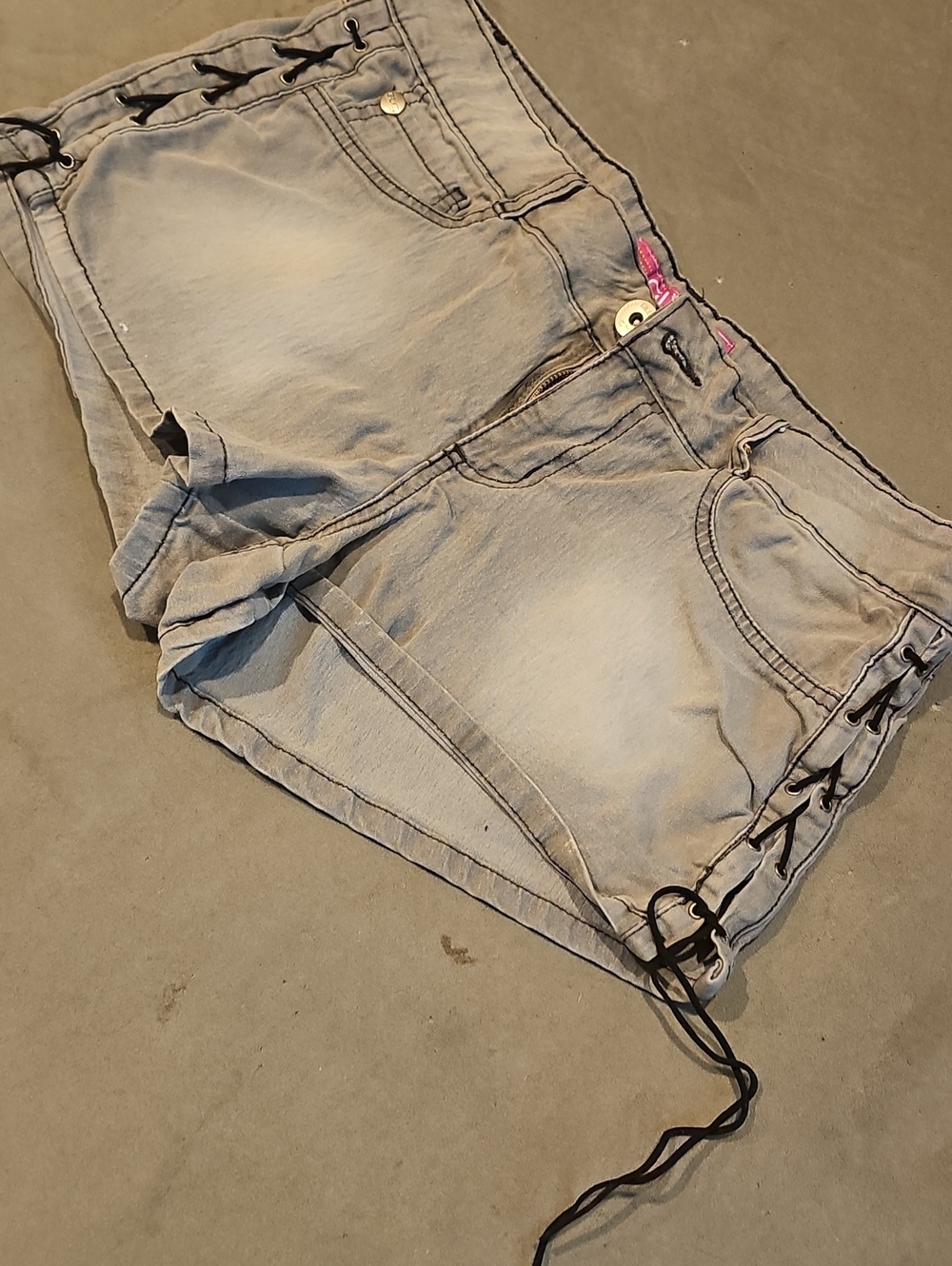 GLO jeans light blue lace-up denim shorts